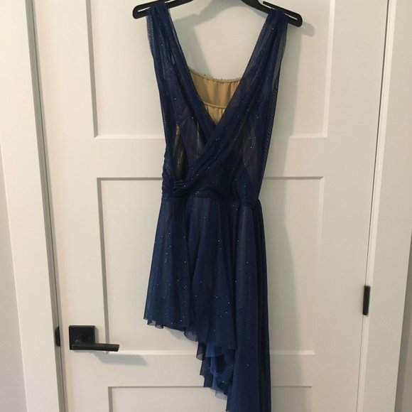 Revolution Dancewear Blue and Gold Dance Dress - Picture 4 of 6